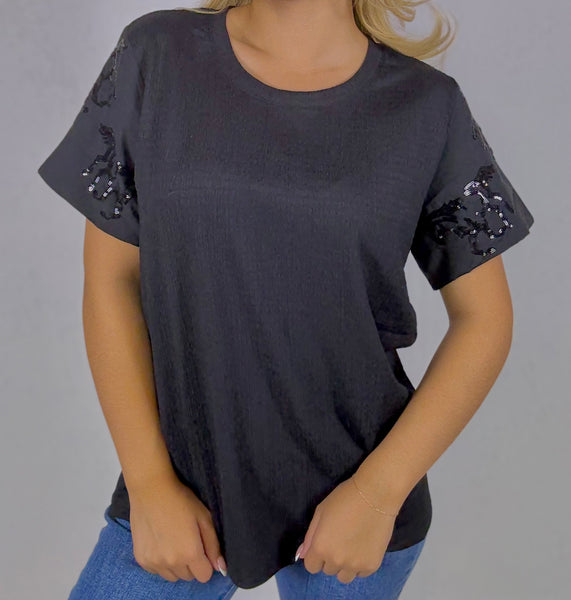 Sequins Horse Sleeve Blouse