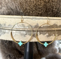 Gold Cross Hoops