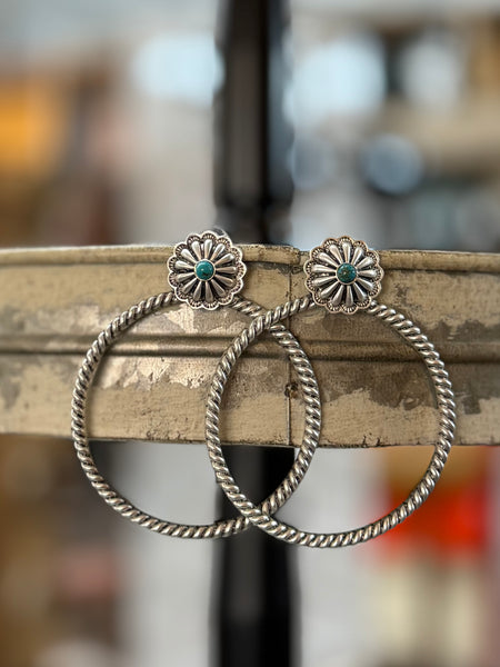Concho Hoop Stud Earrings