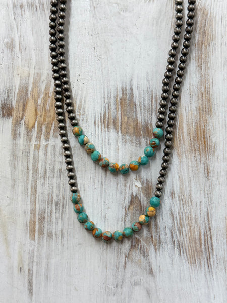 Handmade 24" 2-strand Navajo Gemstone Necklace