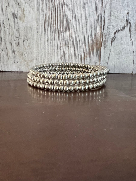 4mm Silver Navajo Bead Wrap Bracelet