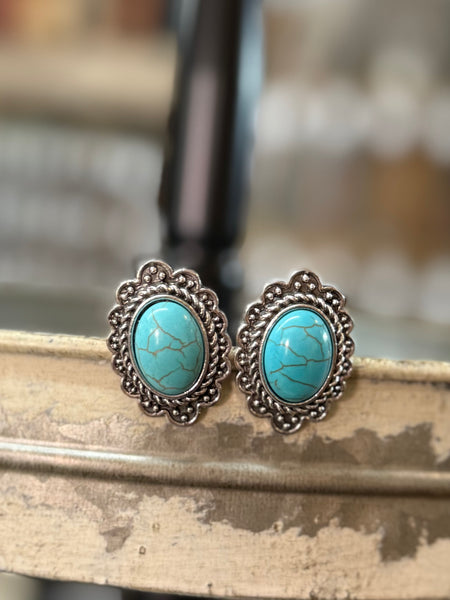 Large Turquoise Post Earrings