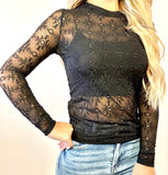 Embroidery Lace Top -Black