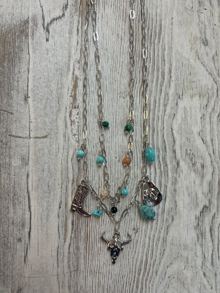 Western Charm Coral Charm Necklace