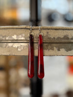 Synthetic Red Resin Earrings