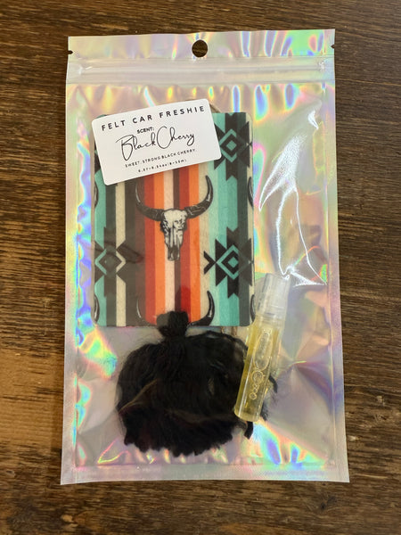 Serape Cow Skull Car Freshener