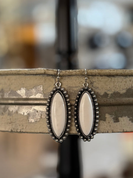 White Turquoise Oval Earrings