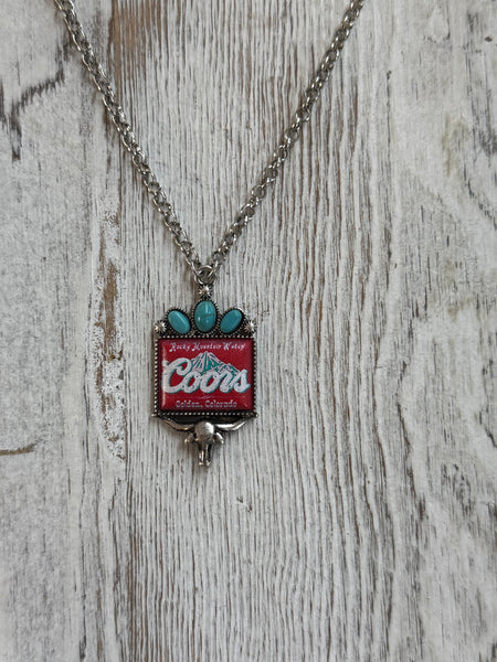 Western Longhorn Coors Water Pendant Necklace