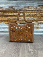 TR Floral Aztec Tooled Tote