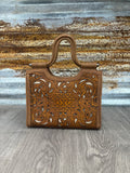 TR Floral Aztec Tooled Tote