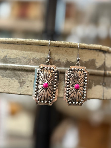 Beaded Sunburst Concho Earrings