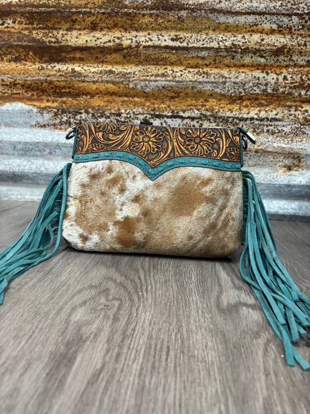TR Floral Tooled Cowhide Crossbody