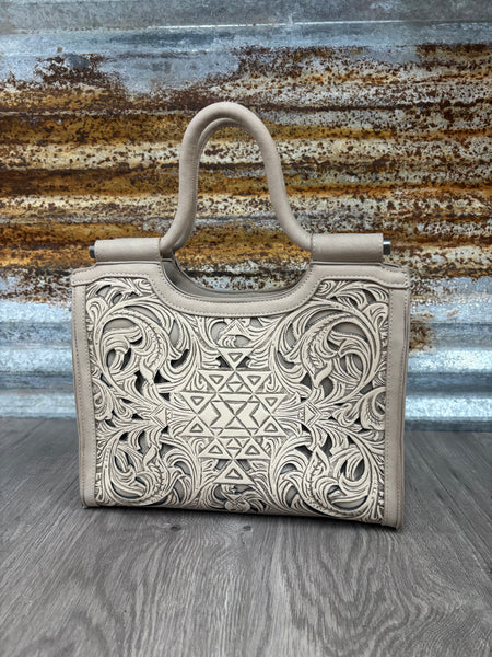TR Floral Aztec Tooled Tote