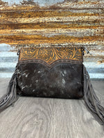 TR Floral Tooled Cowhide Crossbody