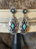 Southwest Silver and Turquoise Rectangle Earring
