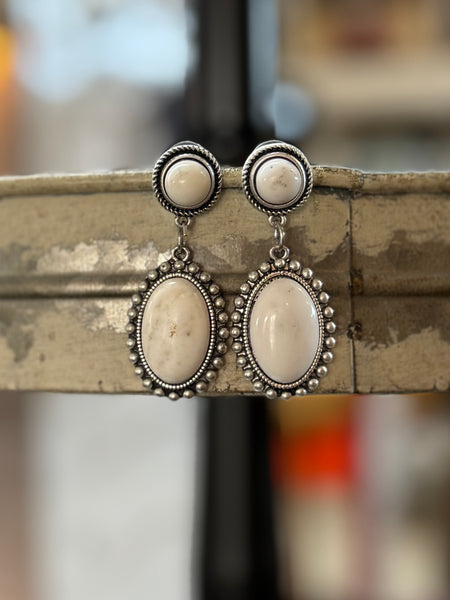 White Turquoise Post Earrings