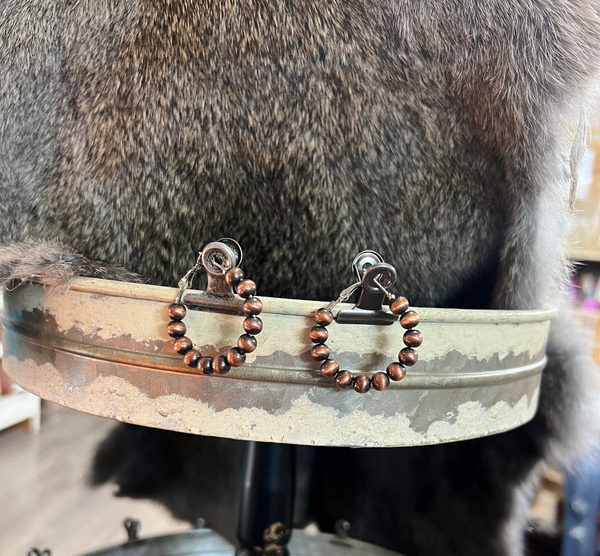 Copper Navajo Bead Hoop Earrings