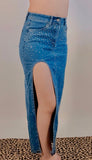Denim Rhinestone Maxi Skirt