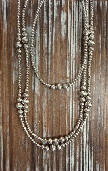 Silver Navajo Bead Alternating Necklace