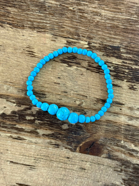 Turquoise Bead Stretch Bracelet