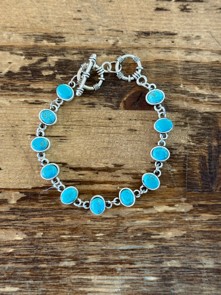 Oval Turquoise Adjustable Bracelet