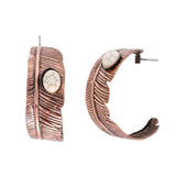 Western Turquoise Open Hoop Feather Earrings