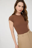 Round Neck Short Sleeve Knit Bodysuit