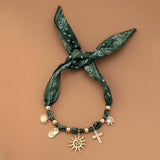 Green Scarf Charm Neklace