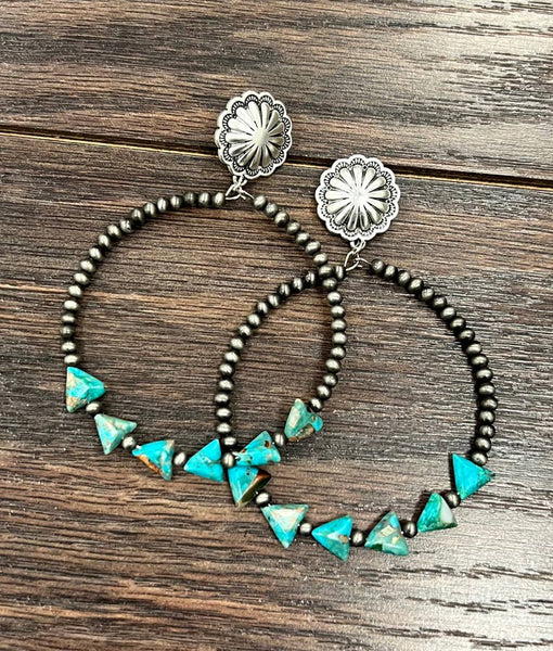 Handmade Arrowhead Gemstone Hoop Post Earrings