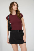 Round Neck Short Sleeve Knit Bodysuit
