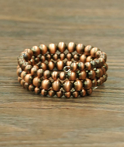 Handmade Copper Navajo Bead Wrap Bracelet