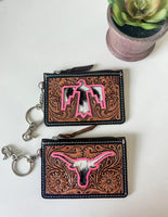 Western Cowhide Leather Keychain Wallet