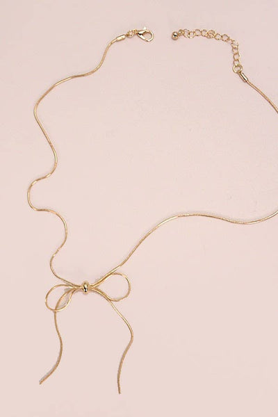 Snake Chain Bow Pendant Necklace