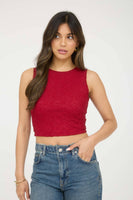 Lace Sleeveless Cropped Knit Tank