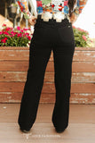 Black Thigh Cut Out Straight Trouser Jeans Inseam 32"