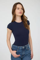 Round Neck Short Sleeve Knit Bodysuit