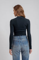 Mock Neck Long Sleeve Sweater Knit Top