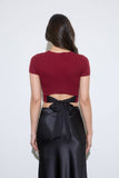 Back Tie Sweater Knit Crop Top