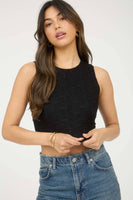 Lace Sleeveless Cropped Knit Tank