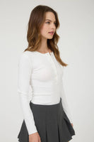 Ribbed Long Sleeve Henley Knit Top
