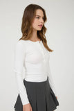 Ribbed Long Sleeve Henley Knit Top
