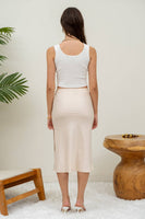 Satin Side Slit Midi Skirt