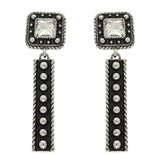 Western Square Concho Earrings with Crystal or Turquoise