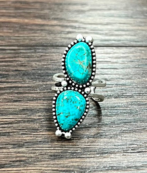 Turquoise Brass Adjustable Ring