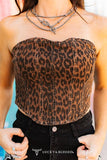 Leopard Stretch Denim Corset Strapless Top