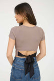 Back Tie Sweater Knit Crop Top