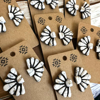 White Concho Clay Earrings