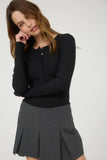 Ribbed Long Sleeve Henley Knit Top
