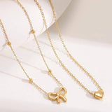 18K Stainless Steel Double Bow Necklace