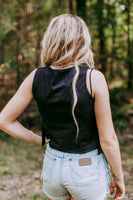 Suede Fringe Top -Black